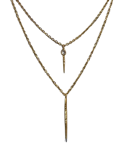 spiked double lavelier necklace