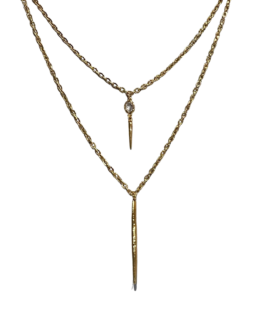 spiked double lavelier necklace