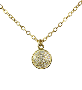 sparkly gold circle necklace