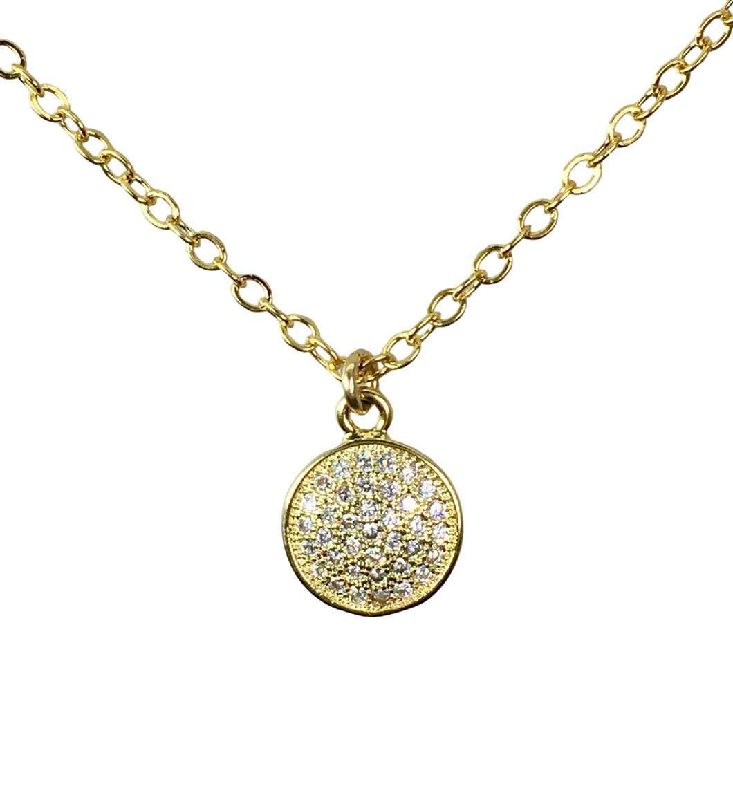 sparkly gold circle necklace