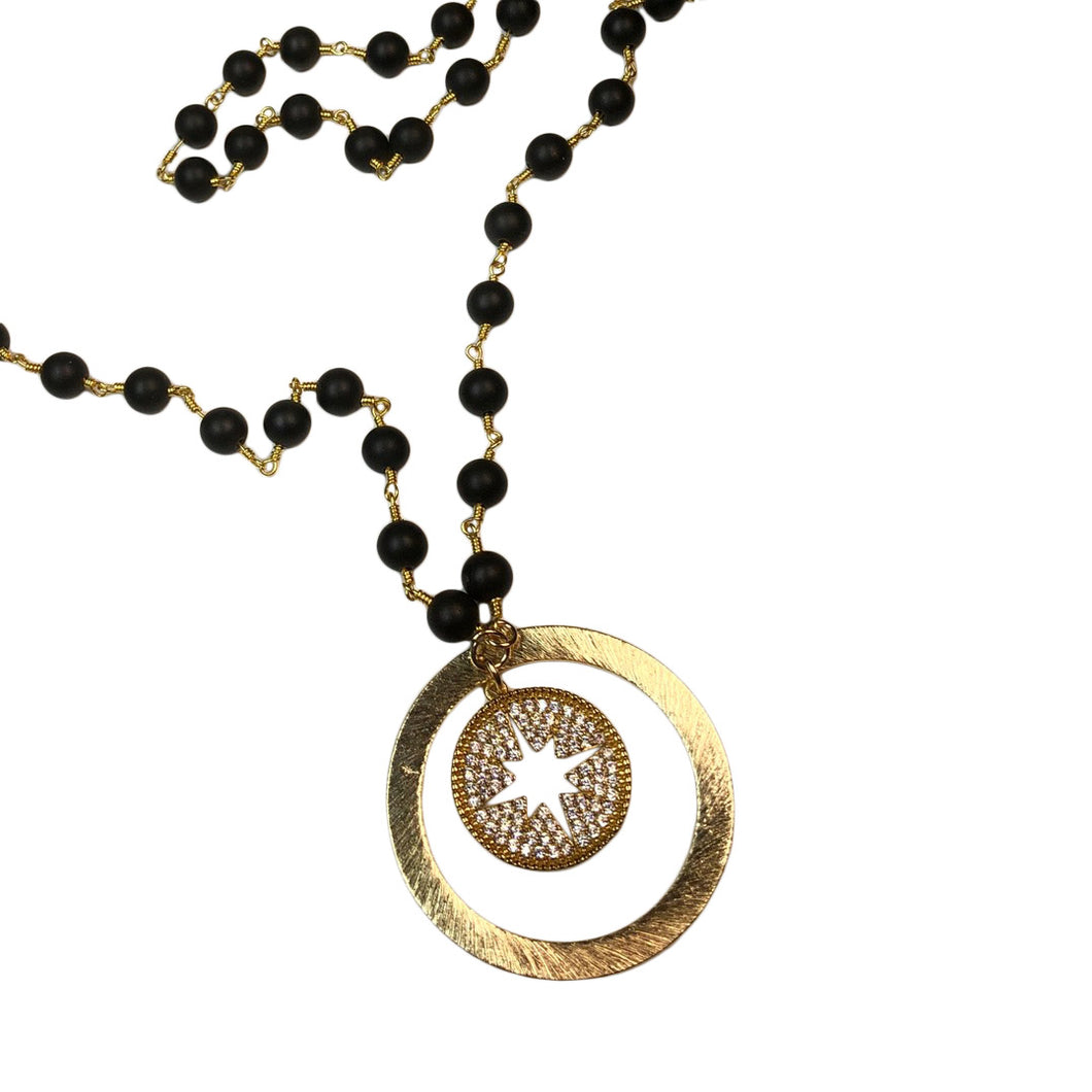 gold and black onyx necklace