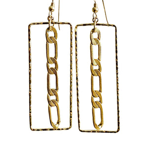rectangle earrings with chain