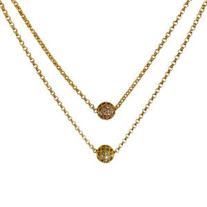 gold double chain with sparkling mini disco balls