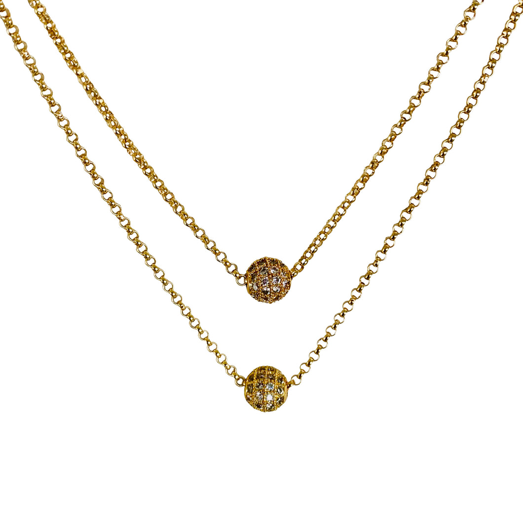 gold double chain with sparkling mini disco balls