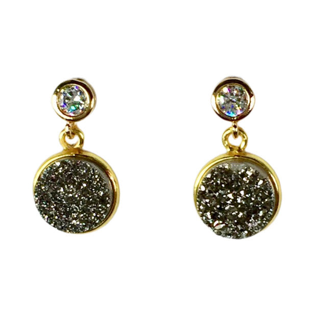 2023 New Round Druzy Earrings for Women Trendy Silver Color