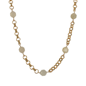moonstone strung on gold link necklace