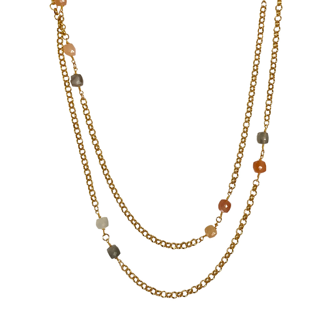 NEW! Colorful moonstone long necklace